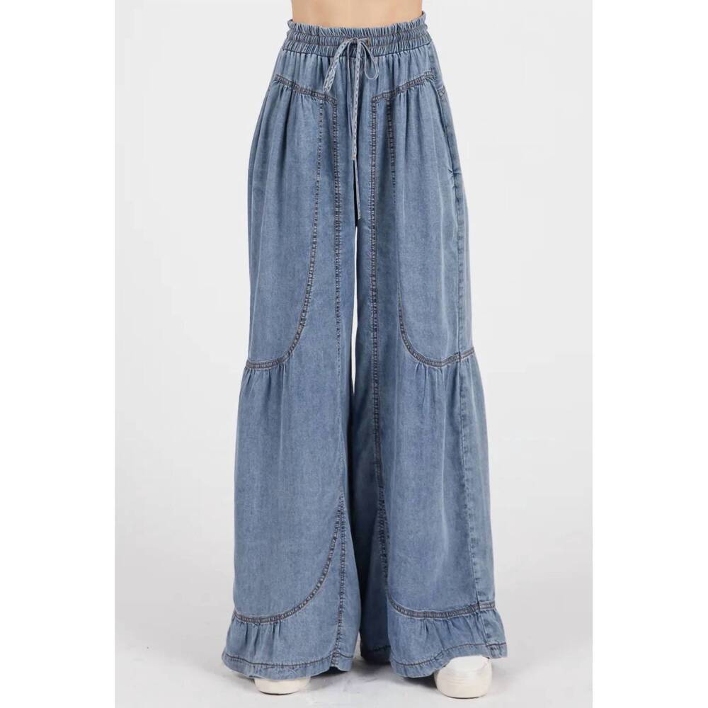 NEW SEWN AND SEEN western wide leg palazzo pant in chambray
